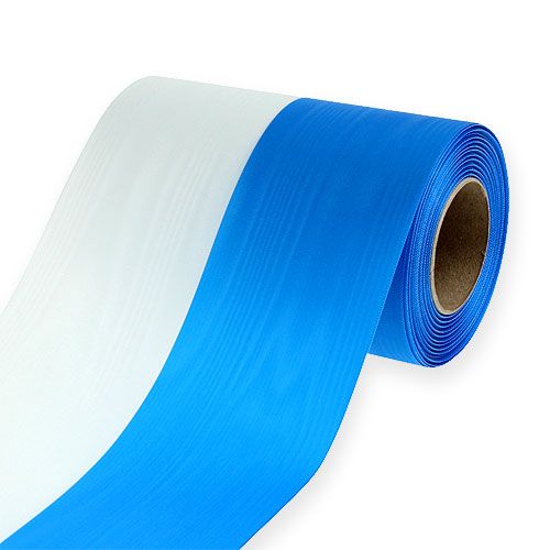 Coroas fitas moiré azul e branco 150 mm