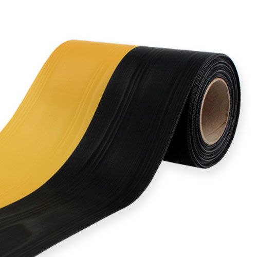 Floristik24 Coroa de fitas moiré amarelo-preto 150 mm