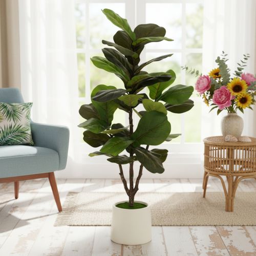 Ficus lyrata artificial de 120 cm para decoração de sala de estar. | Floristik24.pt