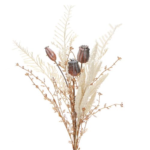 Floristik24 Cápsulas de papoula decoração flores secas samambaia artificial creme 63cm