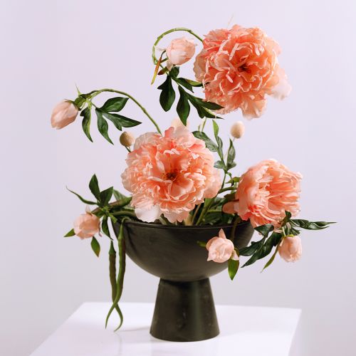 Itens Peônias artificiais Paeonia rosa salmão C 60 cm 2 unidades