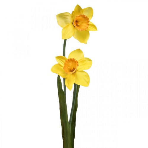 Narcisos Artificiais Seda Flores Amarelas 2 flores 61cm