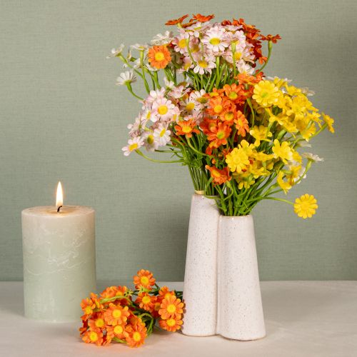 Itens Buquê artificial de camomila para decoração de casa alegre e fácil de cuidar, 28 cm, 3 peças.