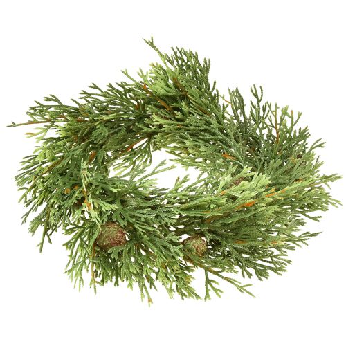 Itens Pequena coroa de abeto verde com cones artificiais Ø24cm