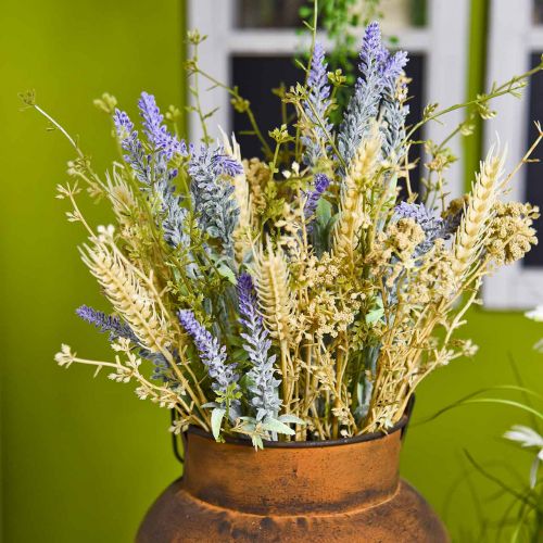 Itens Ramo de lavanda artificial, flores de seda, buquê de lavanda com espigas de trigo e doce-do-campo