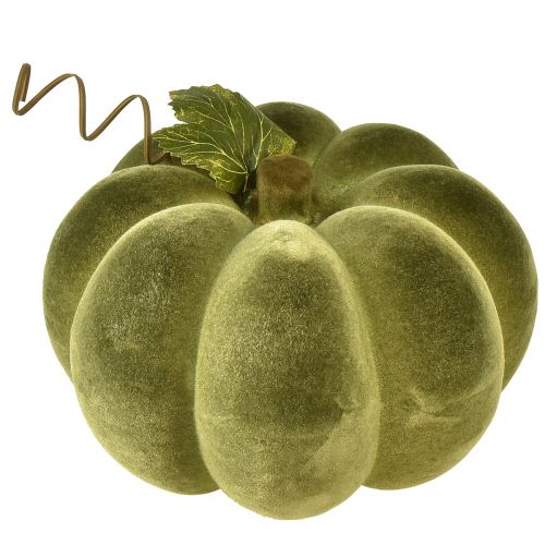 Itens Decoração de abóbora flocada 20cm abóbora verde veludo look 2 peças
