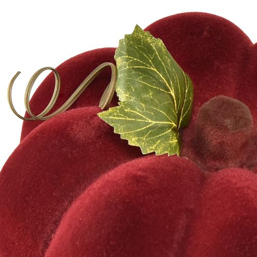 Itens Decoração de abóbora flocada abóbora vermelho bordô aveludado 20cm 2 unidades