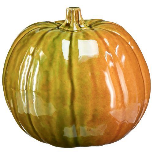 Floristik24 Abóbora decorativa de cerâmica em tons verdes brilhantes - 17,5 cm - perfeita para decoração de mesa de outono