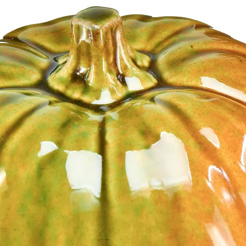 Floristik24 Abóbora decorativa de cerâmica em tons verdes brilhantes - 17,5 cm - perfeita para decoração de mesa de outono