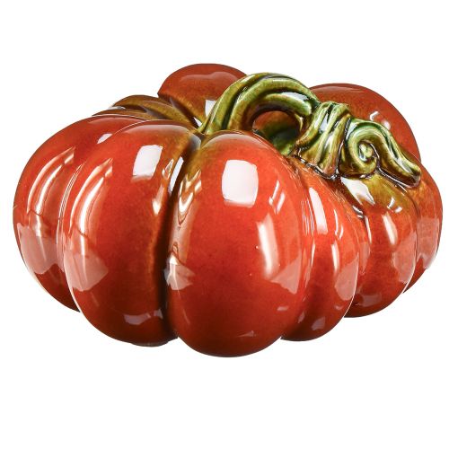 Floristik24 Abóbora de cerâmica brilhante em vermelho-laranja brilhante com haste verde - 21,5 cm - decoração de outono ideal