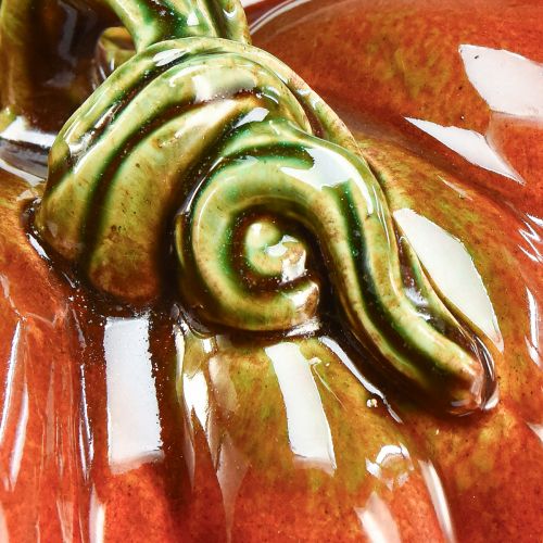 Floristik24 Abóbora de cerâmica brilhante em vermelho-laranja brilhante com haste verde - 21,5 cm - decoração de outono ideal