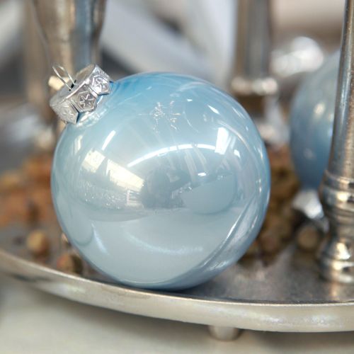Itens Conjunto de bolas em azul/prata – fosco e brilhante, decoração de vidro para floricultura de inverno 7,5 cm 12 peças