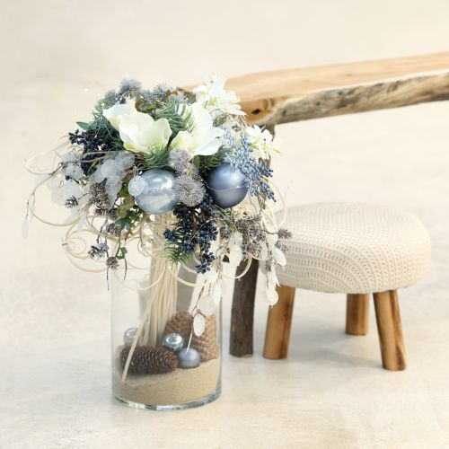 Itens Conjunto de bolas em azul/prata – fosco e brilhante, decoração de vidro para floricultura de inverno 7,5 cm 12 peças