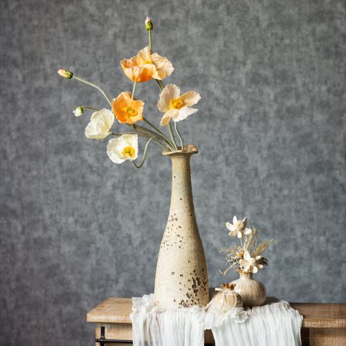 Itens Flor de papoula artificial para decoração de casamentos, 95 cm, 3 peças.