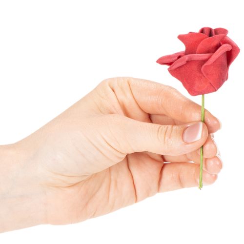 Rosa vermelha artificial com haste, 5 cm, 100 unidades | Floristik24.pt