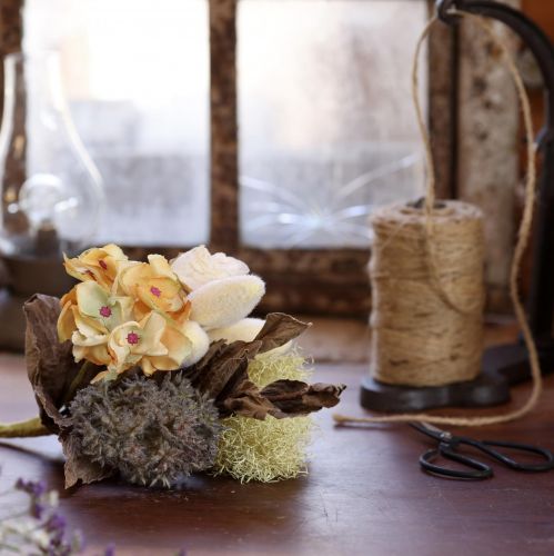 Itens Buquê de flores artificiais, rosas e hortênsias, com aspecto seco, decoração vintage, 38 cm