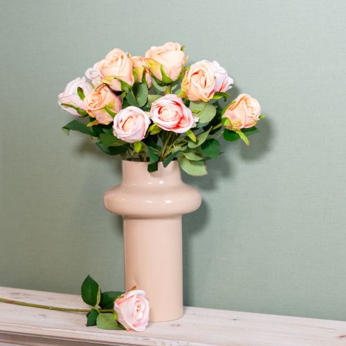 Itens Buquê de rosas artificiais com aparência realista, de longa duração, para decoração de casamento, 44 cm, 6 peças.