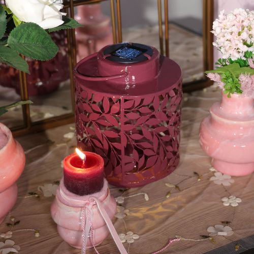 Itens Lanterna com motivo de folha, movida a energia solar, para iluminação ambiente externa, 25 cm