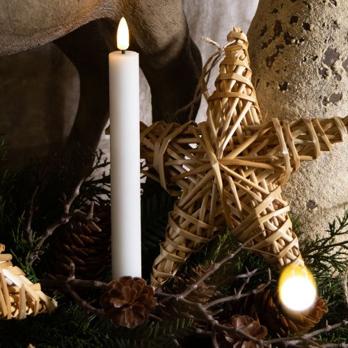 Itens Velas de LED brancas cônicas de cera, branco quente, 24,5 cm, pacote com 2 unidades.