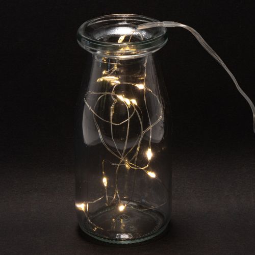 Cordão de luzes LED a bateria para uso interno, branco quente, 10 LEDs, 1 m de comprimento, 6 unidades. | Floristik24.pt