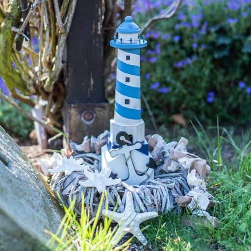 Farol deco marítimo azul claro 34cm | Floristik24.pt
