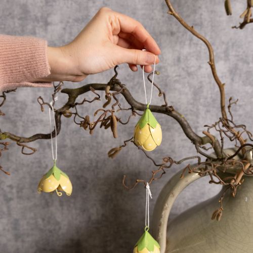 Itens Flor metálica suspensa para decoração romântica de interiores e exteriores, 6 cm, 6 peças