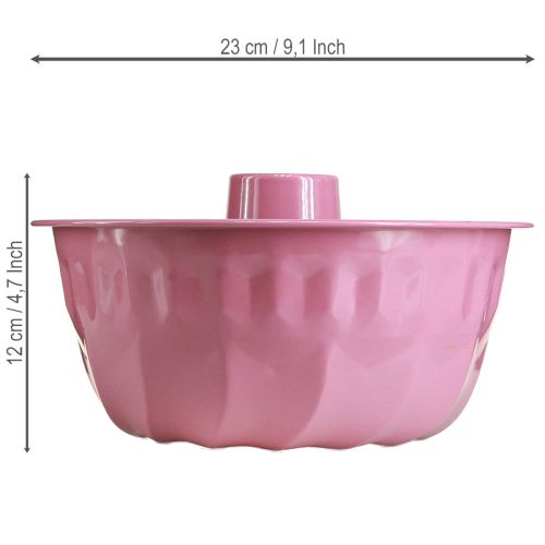 Itens Tigela decorativa de metal, forma para bolo Bundt, rosa, Ø23cm, A12cm