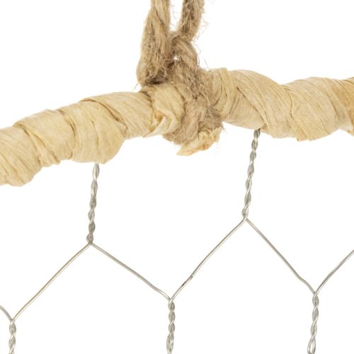 Itens Conjunto de 4 anéis decorativos boho em metal prateado, Ø28cm com ráfia natural - decoração para pendurar ou decorar a parede.