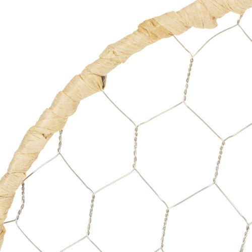Itens Conjunto de 4 anéis decorativos boho em metal prateado, Ø28cm com ráfia natural - decoração para pendurar ou decorar a parede.