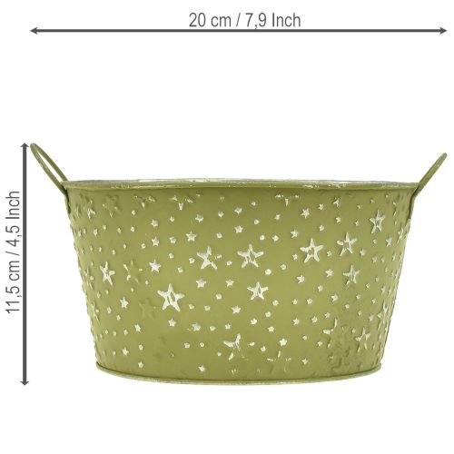 Itens Tigela de metal com estrelas e alças, verde, Ø20cm, A11,5cm
