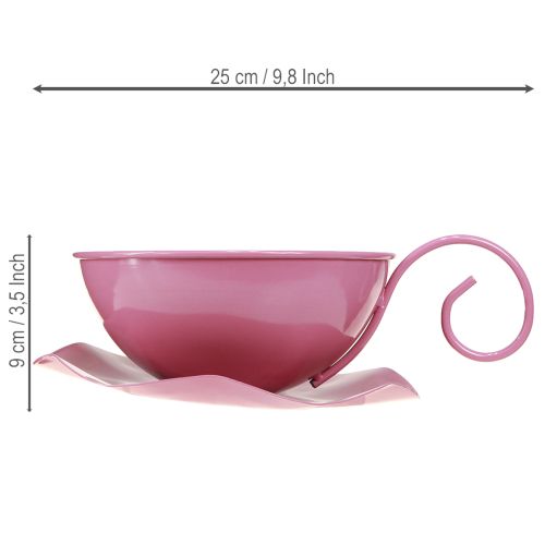 Itens Caneca de metal Ø16cm A9cm Caneca decorativa com pires Rosa 2 peças