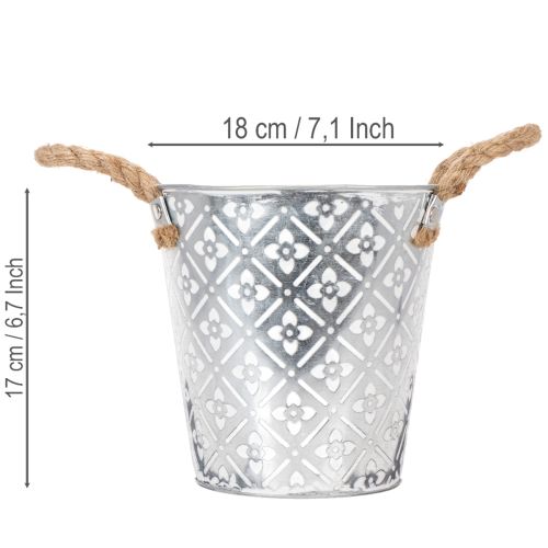 Vaso de metal para plantas, vaso de flores com alças, floreira com estampa floral Ø18cm | Floristik24.pt