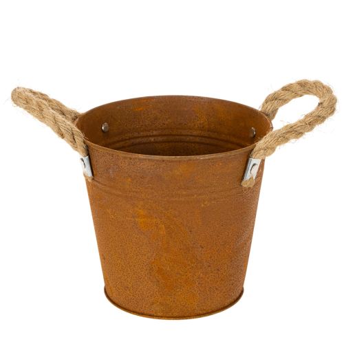 Vaso de metal com alças, para ervas, com decoração rústica, Ø16,5cm A15cm | Floristik24.pt
