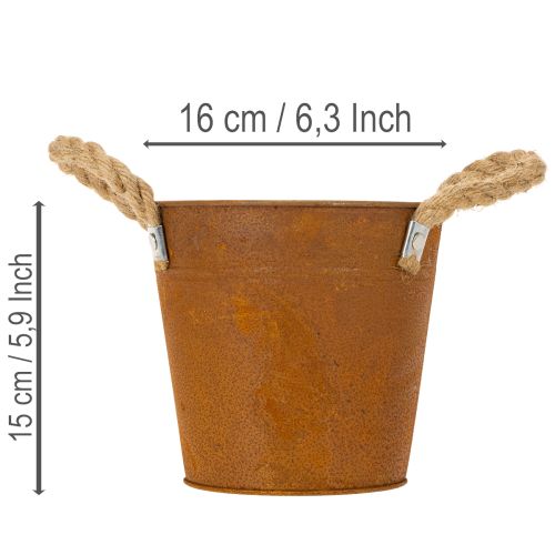 Vaso de metal com alças, para ervas, com decoração rústica, Ø16,5cm A15cm | Floristik24.pt