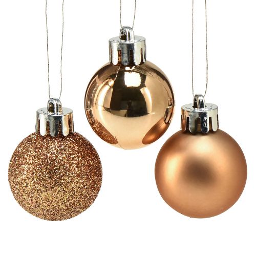Mini bolas de árvore de Natal bronze inquebrável Ø3cm Alt.3,5cm 14pcs