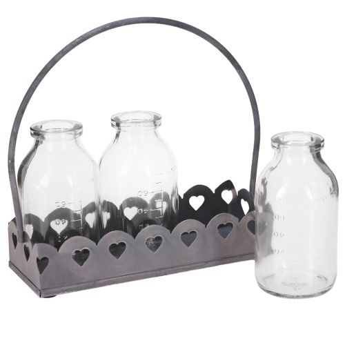 Itens Mini Vaso Decorativo Retangular Cinza 15,5x6cm