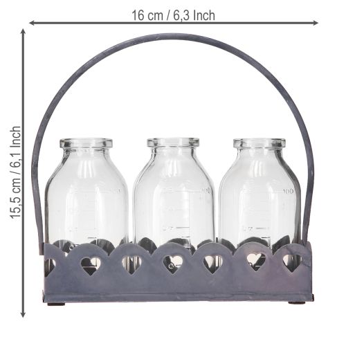 Itens Mini Vaso Decorativo Retangular Cinza 15,5x6cm