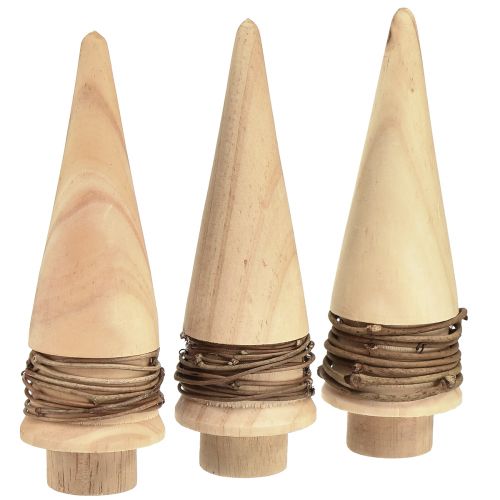 Floristik24 Mini árvore de natal decoração em madeira decoração de mesa natural H13,5cm 3 peças