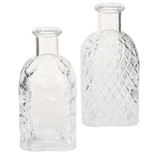 Floristik24 Mini vasos garrafas decorativas de vidro quadrado Alt.13cm 4 unidades