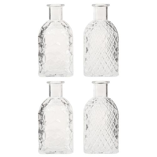 Floristik24 Mini vasos garrafas decorativas de vidro quadrado Alt.13cm 4 unidades