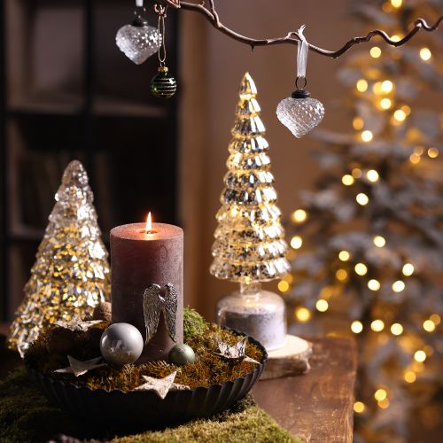 Itens Mini árvore de Natal com iluminação LED prata ouro 28cm