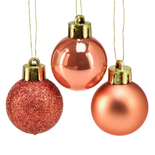 Mini bolas de árvore de Natal laranja inquebráveis Ø3cm 14 unidades
