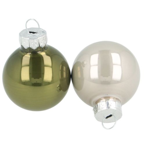 Mini bolas de Natal vidro verde prata cinza Ø3cm 22 unidades