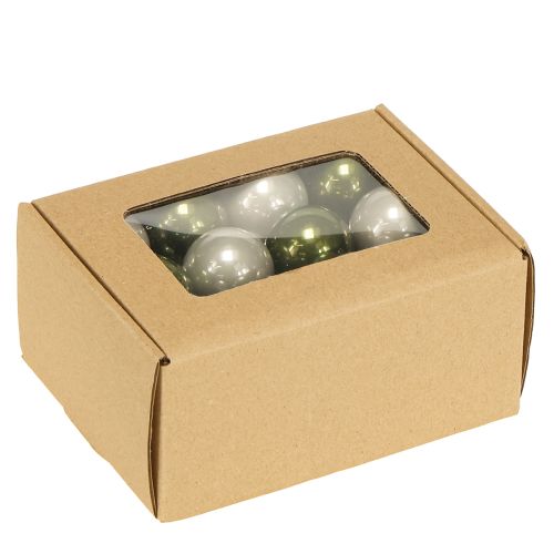 Itens Mini bolas de Natal vidro verde prata cinza Ø3cm 22 unidades