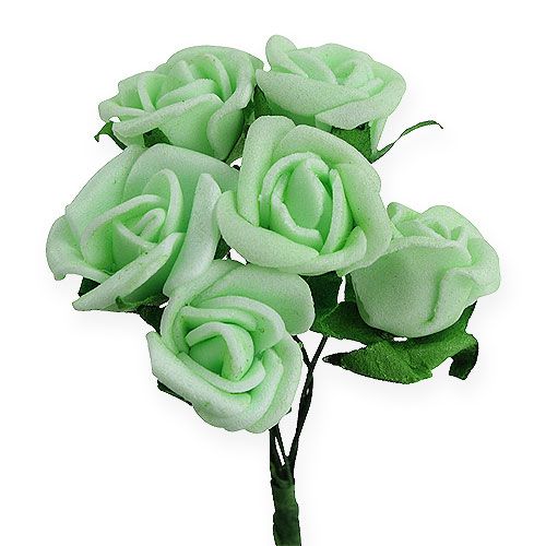 Floristik24 Mini rosas de espuma Ø2,5cm verdes 72 unidades