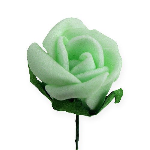 Floristik24 Mini rosas de espuma Ø2,5cm verdes 72 unidades