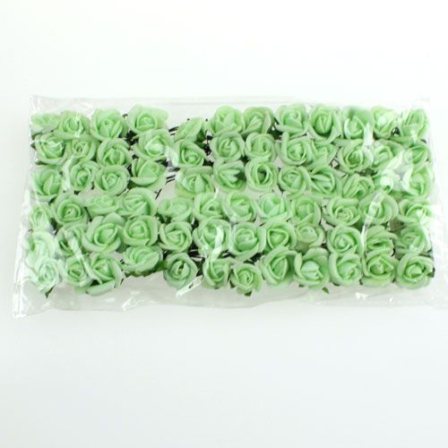 Floristik24 Mini rosas de espuma Ø2,5cm verdes 72 unidades