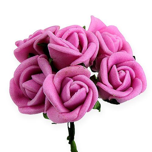 Floristik24 Mini rosas de espuma Ø 1,5 cm roxo claro 72 unidades