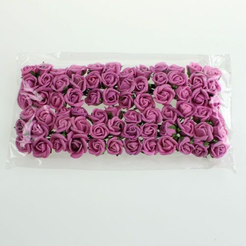 Floristik24 Mini rosas de espuma Ø 1,5cm roxo claro 72 un