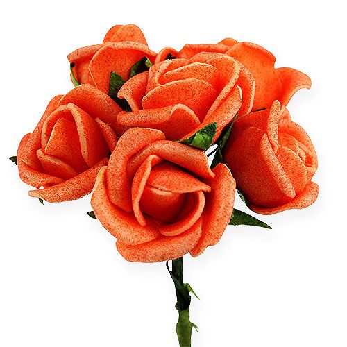 Mini rosas de espuma Ø 1,5cm laranja 72 un